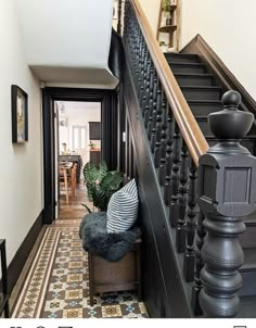 the stairs in this house are painted black