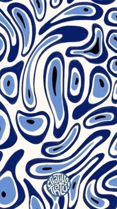 an abstract blue and white background with swirly lines on it's surface, in the center