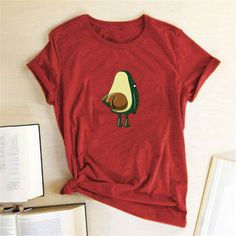 Avocado Frog Funny Graphic Tshirts Print L0125 Casual Green T-shirt With Cartoon Print, Avocado T Shirt, Cartoon Tops, Women Graphic, Funny Prints, Roll Up Sleeves, Funny Graphics, Cute Shorts, Printed Sleeves