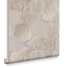 a beige wallpaper with seaweeds on it