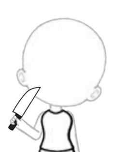 a drawing of a person with a knife in their hand and the outline of his head