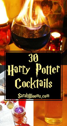 harry potter cocktails with text overlay that reads 30 harry potter cocktails