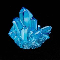 some blue crystals on a black background