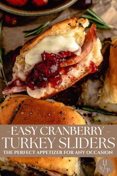 the cover of easy cranberry turkey sliders