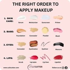 Order To Apply Makeup, Makeup Cantik, Face Makeup Tips, Face Makeup Tutorial, Makeup Guide