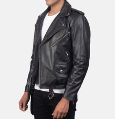 This Genuine Leather biker jacket is a combination of timeless classic leather jacket with a moto-style fashion. Made of premium leather, this leather jacket is perfect for people with aesthetics of bold fashion with classic style. The men's biker jacket is designed with both functional and modern styles in mind. This Biker leather jacket in black features a prominent wide lapel collar with snap button and an asymmetrical zipper style from front. Two side pockets with zipper style above the wais Rocker Style Leather Jacket For Biker Events, Rocker Leather Jacket For Biker Events, Punk Leather Biker Jacket For Biker Events, Moto Leather Jacket For Biker Events, Rocker Leather Biker Jacket With Long Sleeves, Edgy Leather Jacket For Biker Events, Leather Rocker Biker Jacket For Fall, Rocker Style Leather Biker Jacket For Fall, Leather Edgy Biker Jacket For Biker Events