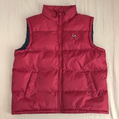 Brand New Without Tags. Casual Pink Winter Vest, Pink Casual Winter Vest, Fitted Red Winter Vest, Casual Red Outerwear For Cold Weather, Fitted Red Vest For Winter, Casual Burgundy Winter Outerwear, Casual Red Vest With Pockets, Red Sleeveless Outerwear For Fall, Red Sleeveless Fall Outerwear