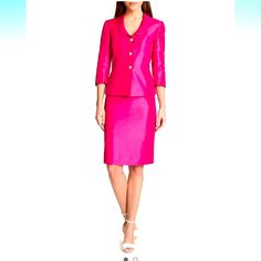 Tahari Asl Women's 3/4 Sleeve Jewel Button Jacket & Skirt Size: M Chic Spring Skirt Suit With Buttons, Elegant Fitted Knee-length Sets, Chic Spring Career Sets, Semi-formal Spring Sets With Button Closure, Elegant Long Sleeve Sets With Button Closure, Semi-formal Spring Sets With Buttons, Elegant Single-breasted Sets For Spring, Spring Semi-formal Sets With Button Closure, Spring Semi-formal Sets With Buttons