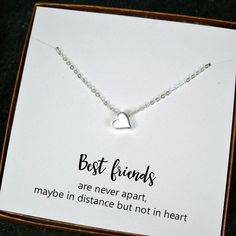 Best Friend Gift - Simple Heart Charm Necklace, Sterling Silver Small Diy Gifts, Unique Gifts For Sister, Sister In Law Gifts, Creative Diy Gifts, Heart Charm Necklace, Diy Gifts For Friends, Friend Jewelry, Birthday Message, Best Friend Jewelry