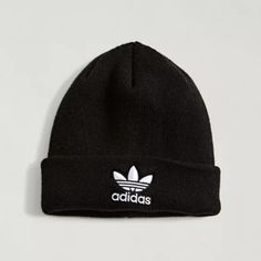 Details Product Sku: 69657278; Color Code: Ribbed Knit Beanie Hat By Adidas Topped With A Foldover Brim And A Classic Trefoil Logo At The Front. Content + Care - 100% Polyester - Spot Clean - Imported Adidas Those Iconic Three Stripes And Trefoil Logo Have Topped Adidas Sneakers, Tees, Hoodies And So Much More For Over 60 Years. Casual Beanie With Embroidered Logo For Winter, Casual Embroidered Logo Beanie For Winter, Spring Streetwear Casual Beanie, Casual Spring Streetwear Beanie, Trendy Black Knit Beanie, Casual Black Knit Hat, Casual Beanie With Embroidered Logo For Streetwear, Casual Streetwear Beanie With Embroidered Logo, Adidas Snapback