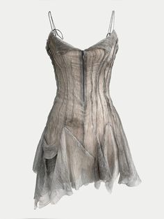 Different Silhouettes Fashion, Beach Club Party Outfit, Seethrough Lace Dress, Metallic Outfit, Sirens Fashion, Bone Dress, Customised Clothes, Draping Dress, Texture Dress