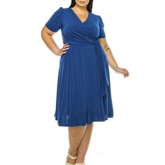 Product Description: Step into elegance with the Plus Size Stylish Solid Faux Wrap Dress featuring a Deep V-Neck. This chic and sophisticated dress is designed to flatter your curves while providing ultimate comfort. The faux wrap design creates a beautiful silhouette, and the deep V-neck adds a touch of allure. Crafted from high-quality, stretchable fabric, this dress is perfect for any occasion, from casual outings to formal events. Available in a range of solid colors, it's a versatile addition to your wardrobe. Effortlessly stylish and easy to care for, this dress is a must-have for any fashion-forward woman. Size Chart(Inches) / MDR02098 1XL => Chest: 38-40 / Sleeve: 17.75 / Length: 43.5 2XL => Chest: 40-42 / Sleeve: 18 / Length: 44 3XL => Chest: 42-44 / Sleeve: 18.25 / Length: 44.5 C Plus Size Flowy Dress, Cowl Neck Cami, Moa Collection, Plus Size Summer Dresses, Fashion For Petite Women, Dot Print Dress, Beautiful Silhouette, Sophisticated Dress, Long Dress Casual