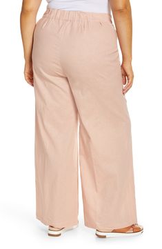 Subtle pleats enhance the casual-chic character of wide-leg pants made from a lightweight blend of linen and cotton. Style Name:Standards & Practices Cici Wide Leg Pants (Plus Size). Style Number: 6244088. Casual Peach Wide Leg Bottoms, Peach Wide Leg Bottoms For Spring, Wide Leg Peach Pants For Spring, Peach Wide Leg Pants For Spring, Peach Pants, Wide Leg Pants Plus Size, Split Hem, Wide Leg Trousers, Cotton Style