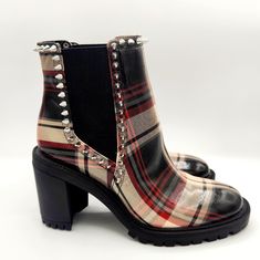 Jessica Simpson Boot Demmie Plaid Spikey Ankle Bootie Ankle Sz 8 Chunky Nwot New Without Tags/Box Jessica Simpson Boots, Jessica Simpson Shoes, Ankle Bootie, Jessica Simpson, Black Cream, Ankle Booties, Bootie, Bootie Boots, Ankle Boots