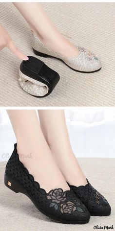 Olivia Mark - Stylish and Comfortable Work Shoes with Slip-resistant Soft Sole: Womens Cloth Flat Shoes Work Flats Shoes, Casual Work Shoes, Comfortable Work Shoes, Dressy Flats, Flats Shoes Comfortable, Cute Flats, Casual Running Shoes, Super High Heels, Casual Flat Shoes