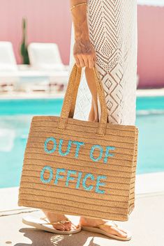 The new "Out Of Office" Beach Bag is perfect for your next vacation! Square, relax body with comfortable handles. Roomy enough to carry all your essentials! This bag has two shoulder straps, snap closure, zipper pocket and slip pocket on the inside! Size info 17"W x 14"H x 6 1/2"D. (Interior capacity: extra-large.) 8" strap drop. 1.5 lb. Structured silhouette with flat base for stability Lined Paper straw/polyester Trendy Shoulder Bag For Travel And Vacation, Trendy Travel Shoulder Bag For Vacation, Casual Summer Vacation Travel Bag, Casual Summer Travel Bag For Vacation, Casual Beach Weekender Shoulder Bag, Casual Rectangular Travel Bag For Vacation, Travel Tote Bag For Vacation, Casual Summer Weekender Bag For Travel, Vacation Travel Tote Bag