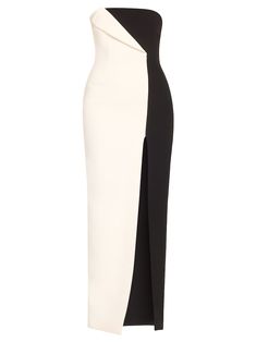 Roland Mouret Two-tone Crepe Column Gown Column Gown, Strapless Neckline, Roland Mouret, Two Tone, Evening Dresses, The Body, Full Length, Top Brands, Sleek