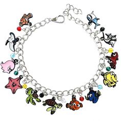 a bracelet with many different cartoon characters on it's linkers and charms, all in various colors