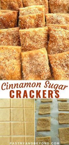 Collage for cinnamon crackers with text overlay. Sweet And Salty Crackers, Cinnamon Crackers Recipe, Best Dang Crackers, Cinnamon Sugar Crackers, Homemade Crackers Recipe Simple, Sweet Crackers Recipe, Homemade Snacks For School, Cracker Snacks Ideas