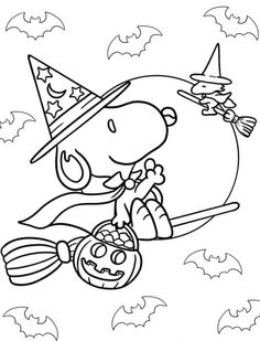 a cartoon character flying on a broom with a pumpkin