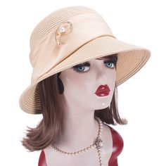 Womens Casual Packable Wide Brim Straw Summer Church Kentucky Derby Sun Hat T422 858932853696 | eBay Packable Short Brim Bucket Hat For Spring, Spring Packable Bucket Hat With Short Brim, Cream Straw Hat With Short Brim For Outdoor, Packable Beige Straw Hat For Summer, Packable Wide Brim Beige Hat, Summer Wide Brim Solid Cloche Hat, Elegant Beige Hat With Uv Protection, Beige Cloche Hat For Beach In Spring, Beige Boater Hat For Outdoor Spring Use