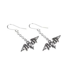 Silent nocturnal sentinels, ever present at your side. Comes as Pair of 2 Made of durable high-quality pewter Detailed precision molded design Great for occasions or everyday wear Will last a lifetime with proper care Gothic Silver Earrings, Gothic Silver Metal Earrings, Vampire Earrings Gothic Jewelry, Silver Gothic Dangle Earrings, Nickel-free Vampire Style Dangle Jewelry, Alchemy Gothic, Bat Earrings, Gothic Accessories, Mould Design