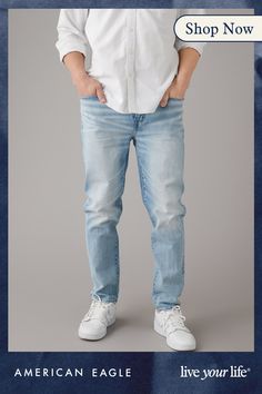 EasyFlex/The authentic denim look you want with just enough flex for all-day comfort./Comfortable and never loses its shape/Light wash/Distressed Casual Soft-washed Straight Leg Jeans, Soft-washed Casual Denim Jeans, Casual Soft-washed Denim Jeans, Casual Relaxed Fit Soft-washed Jeans, Soft-washed Relaxed Fit Casual Jeans, Casual Soft-washed Relaxed Fit Jeans, Casual Medium Wash Jeans For Everyday, Casual Light Indigo Jeans For Fall, Casual Distressed Light Wash Jeans