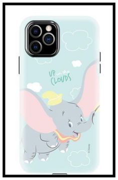 an elephant phone case with the words up in clouds on it's back cover