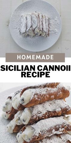 homemade sicilian cannoli recipe with powdered sugar on top