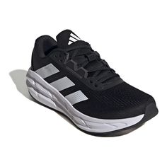 Update your wardrobe with these adidas Questar 3 men's running shoes. Click this FOOTWEAR GUIDE to find the perfect fit and more! TECHNOLOGIES & FEATURES Breathable mesh upper Bounce cushioning adds spring to your stride Lace-up closure for a secure fitDETAILS Textile, synthetic upper Textile lining Bounce 2.0 midsole Rubber outsole Padded footbed Round toe Lace-up closure Spot clean ImportedRESPONSIBLE Contains recycled materials 50% upper is recycled polyester Size: 11. Color: Black White Carb Adidas Functional Athletic Fit Running Shoes, Adidas Running Shoes With Logo For Jogging, Adidas Sporty Running Shoes For Jogging, Sporty Adidas Running Shoes For Jogging, Adidas Running Shoes With Boost Midsole For Sports, Adidas Functional Synthetic Running Shoes, Adidas Logo Functional Running Shoes For Sports, Functional Adidas Synthetic Running Shoes, Adidas Synthetic Sportswear Running Shoes