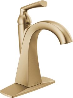 a gold faucet on a white background