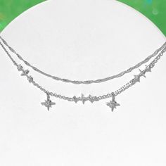 Let the light illuminate your way home in the Wandering Stars Necklace. This feminine double strand design is a must have for your collection. Star Diamond Necklace, Diamond Star Necklace, Stars Necklace, Star Necklace Silver, Flat Back Earrings, Necklace Chain Lengths, Korean Star, Glam Dresses, Brass Pendant