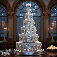 a large white cake sitting on top of a table