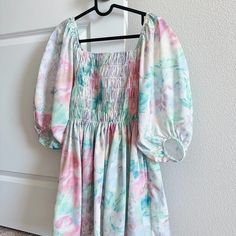 Size Xs Waist:74-100cm Length:76cm Condition: Open Box And Never Used Floral Print Short Dress, Mini Dress Pink, Pink Mini Dresses, Open Box, Dress Pink, Short Dress, Green Colors, Pink And Green, Short Dresses