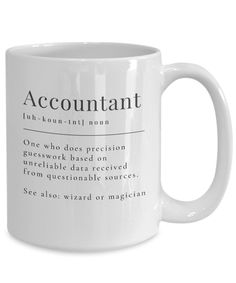 a white coffee mug with the definition of an account