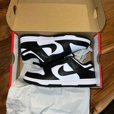 Nike Dunk Low Pandas White/Black Size 7 Women / 5.5 Men Size On Tag: 7 Woman Or 5.5 Men 100% Authentic Trusted Seller Carefully Shipped New In Original Packaging Never Used If You Have Any Questions Please Ask Before Purchasing! Sales Are Final And I Want Both Of Us Have A Good Experience. Classic Skate Shoes With Branded Heel Counter For Streetwear, Black Custom Low-top Sneakers With Branded Heel, Black Custom Low-top Sneakers With Branded Heel Counter, Black High-top Skate Shoes With Branded Heel Counter, Nike Black Sneakers With Branded Heel Counter, Classic Black Nike Custom Sneakers, Classic Black Custom Nike Sneakers, Black Low-top Custom Sneakers, Sporty Black And White Leather Sneakers