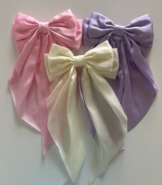 Pastel Bow and scrunchie set 3 bows 4 scrunchies Kawaii Scrunchies, Spring Satin Bow Hair Accessories, Spring Pink Hair Accessories With Satin Bow, Spring Pink Satin Bow Hair Accessories, Pastel Scrunchies, Pinkie Pie, Girls Hair Accessories, Cute Bows