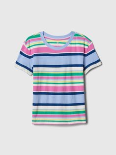 Soft knit T-shirt.  Crewneck.  Short sleeves.  Certain styles have an allover print.  Straight, easy fit.  Hits at the hip. Gender Equality, Support People, Gap Kids, Knitted Tshirt, Vintage Children, Soft Knits, New Woman, Vintage Tshirts, Toddler Boys