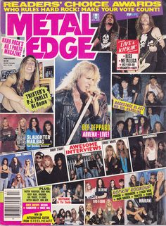 the front cover of metal edge magazine with pictures of rockers and their band members