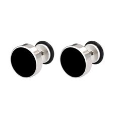 Unleash your inner style maverick with our Men's Stainless Steel Stud Earrings in sleek black. Crafted for the modern trendsetter, these earrings blend contemporary edge with timeless sophistication. Forged from high-quality stainless steel, these studs exude durability and resilience, ensuring they stand the test of time. The sleek black finish adds a touch of understated elegance, making them versatile enough to complement any ensemble, whether casual or formal. With a minimalist design, these earrings offer a subtle yet impactful accent to your look, effortlessly elevating your style game. Lightweight and comfortable to wear, they are perfect for everyday wear or special occasions, adding a dash of confidence and charisma to your persona      Earrings Height: 10mm Width: 10mm     Materi Modern Black Piercings For Gift, Modern Black Piercings As Gift, Modern Black Internally Threaded Piercings, Modern Internally Threaded Adjustable Earrings, Minimalist Black Round Cartilage Earrings, Minimalist Black Internally Threaded Cartilage Earrings, Modern Black Plug Earrings As Gift, Black Round Cartilage Earrings For Everyday Wear, Modern Adjustable Black Earrings