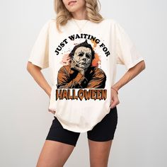 Struggling with gift ideas for fan? Our personalized shirts are perfect! Ideal for all occasions and make them feel extra special. Gift Quotes: In need of Halloween, getting our "Just waiting for Halloween" shirt now!!! T-Shirt 5.3-ounce, 100% cotton (99/1 cotton/poly (Ash) & 90/10 cotton/poly (Sport Grey) Heavyweight classic unisex tee Taped neck and shoulders; Tearaway label Made with sustainably and fairly grown USA cotton Hoodie and Sweatshirt 8 oz 60/40 cotton/polyester Air jet yarn creates Waiting For Halloween, Michael Myers Shirt, Orange Tees, Funny Horror, Michael Myers Halloween, Fan Shirts, Gift Quotes, Purchase History, Michael Myers