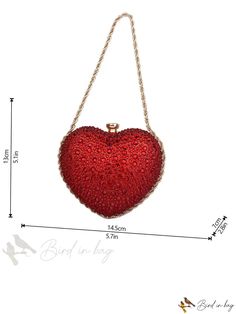 Bird in Bag - Red Rhinestone-Adorned Evening Bag with Heated Shaping Valentine's Day Evening Handheld Shoulder Bag, Red Heart-shaped Evening Bag, Red Embellished Rectangular Bag, Handheld Evening Bag For Valentine's Day, Red Embellished Evening Bag, Red Embellished Bag For Formal Occasions, Gold Heart-shaped Formal Bag, Valentine's Day Gift Handheld Evening Bag, Valentine's Day Handheld Evening Bag Gift