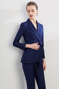 Navy Blue Belted Business Blazer, Pant and Pantsuits SetPeak lapels; front button blazer V-Neck, Long sleeves Structured shoulders. Chest welt pockets. 90% Polyester, 10% Spandex Hip flap pockets Plaid suit Polyester lining Imported Item No.: C1114 Business Professional Outfits, Business Chic, Pant Suits, Business Pants, Plaid Suit, Navy Suit, Business Professional, Navy Blazer, Professional Outfits