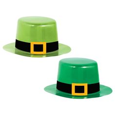 "Buy the St. Patrick's Day Mini Hats, 24ct. at Michaels. com. Get cute in clover in our assorted plastic mini St. Patrick's Day leprechaun hats in green. Perfect for the wee lil' ones in your life, our assorted mini St. Patrick's Day hats are perfect for adding some leprechaun style to your party without breaking your budget. These tiny plastic leprechaun hats come in two shades of green and feature a black hatband and gold buckle. Get cute in clover in our assorted plastic mini St. Patrick's Da Mini Hats, Leprechaun Hats, Mini Top Hat, St. Patricks Day, Lucky Green, Different Shades Of Green, Mini Top, Green Theme, Green Bows