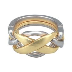 This puzzle, introduced to us by Nob Yoshigahara, is based on an original design called the "Puzzle Ring." Popular in 15th century Europe, it was actually used as an official marriage ring in some circles. See if you can pull the rings apart - then have your husband, wife, boyfriend or girlfriend reunite them! BePuzzled | BePuzzled Hanayama Level 4 Cast Puzzle Ring 1.75 H x 3.0 W x 4.75 D | 1.75" H X 3" W X 4.75" L | Wayfair Japanese Ring, Aztec Rings, Puzzle Rings, Mechanical Puzzle, Cast Rings, Ring Finger Tattoos, Puzzle Ring, Puzzle Boxes, Wedding Ring For Him