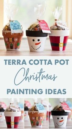 several cups with different designs on them and the words terra sta pot christmas painting ideas