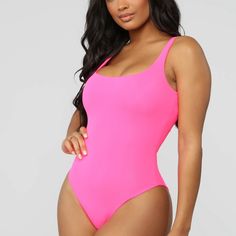 Bright, Vibrant, Neon Pink One Piece. Size L. New, Never Worn. Trendy Sleeveless Pool Bodysuit, Trendy One-piece Bodysuit For Poolside, Sleeveless Bodysuit For Beach Party, Pink One-piece Bodysuit For Poolside, Trendy Stretch Bodysuit For Beach Party, Chic Pink Bodysuit For Pool, Chic Pink One-piece Bodysuit, Chic Summer One-piece Leotard, Trendy One-piece Bodysuit For Vacation