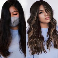 Dark Hair with Blonde Money Pieces and Highlights