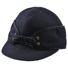 The Crown Cap\u00ae Wool Blend Railroad Cap is a classic style that provides the utility of a brimmed cap and the warmth of an adjustable, stowable, built-in external ear band. This railroad hat's external 80% wool/20% nylon shell is enhanced by adding a 3/4 internal ear band and 100% polyester quilted lining to really keep out the cold. The 4-eyelet lace-up front detail adds a touch of character as well as a custom fit. Spot clean only. Imported.Manufacturer style #: 1-170. \u000a \u000a Shell: Classic Outdoor Fitted Hat With Six-panel Design, Classic Six-panel Outdoor Fitted Hat, Classic Outdoor Six-panel Fitted Hat, Classic Outdoor Fitted Cap, Winter Outdoor Six-panel Hat, Classic Windproof Hat For Outdoor, Winter Six-panel Hat For Outdoor Activities, Navy Six-panel Outdoor Hat, Classic Adjustable Visor Fitted Hat