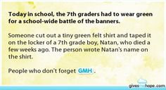 an old photo with the text today in school, the 7th grade had to wear green for a school - wide battle of the banners